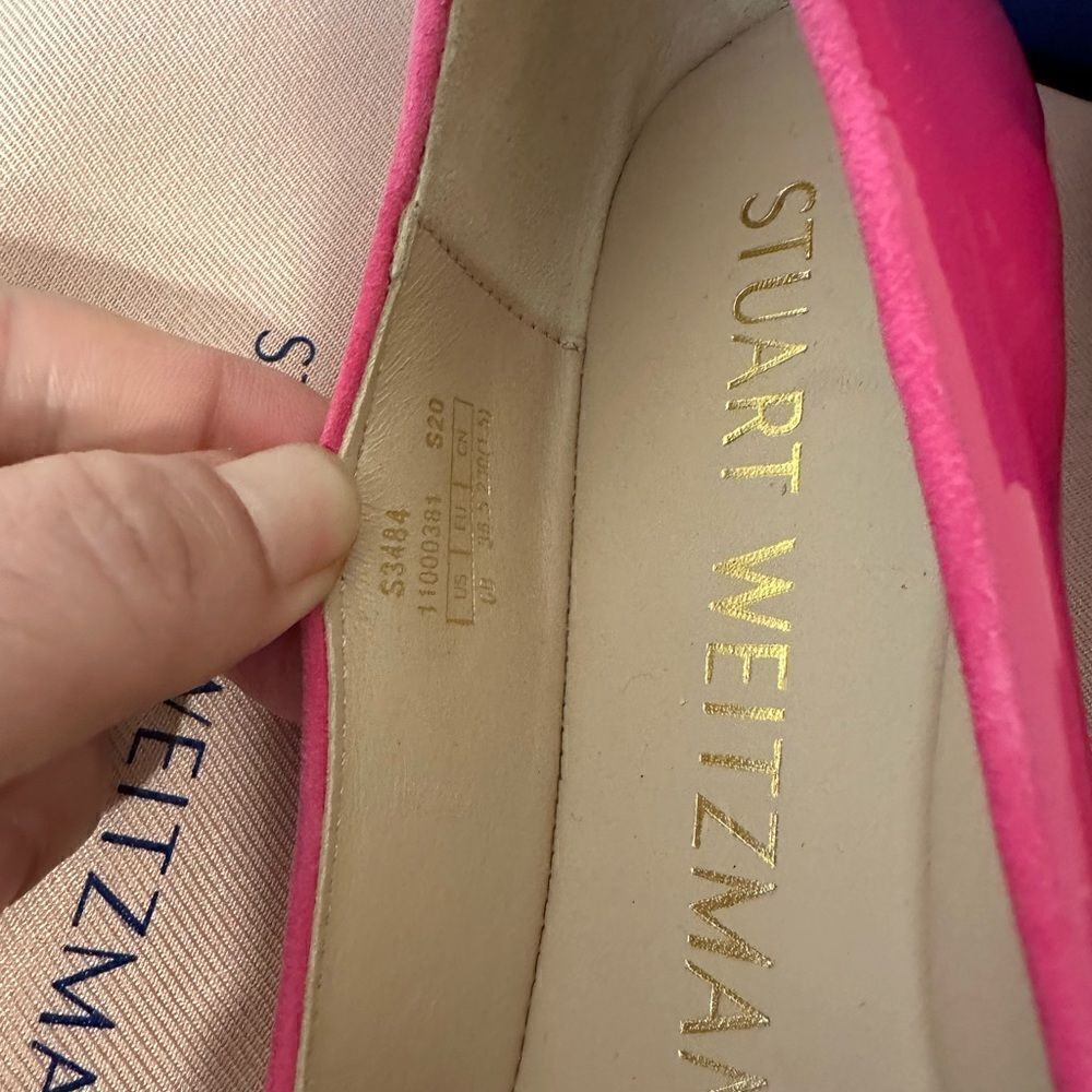 Stuart Weitzman Women’s gabby leather ballet in pink flats almond toe Sz 6, NIB - Picture 5 of 11
